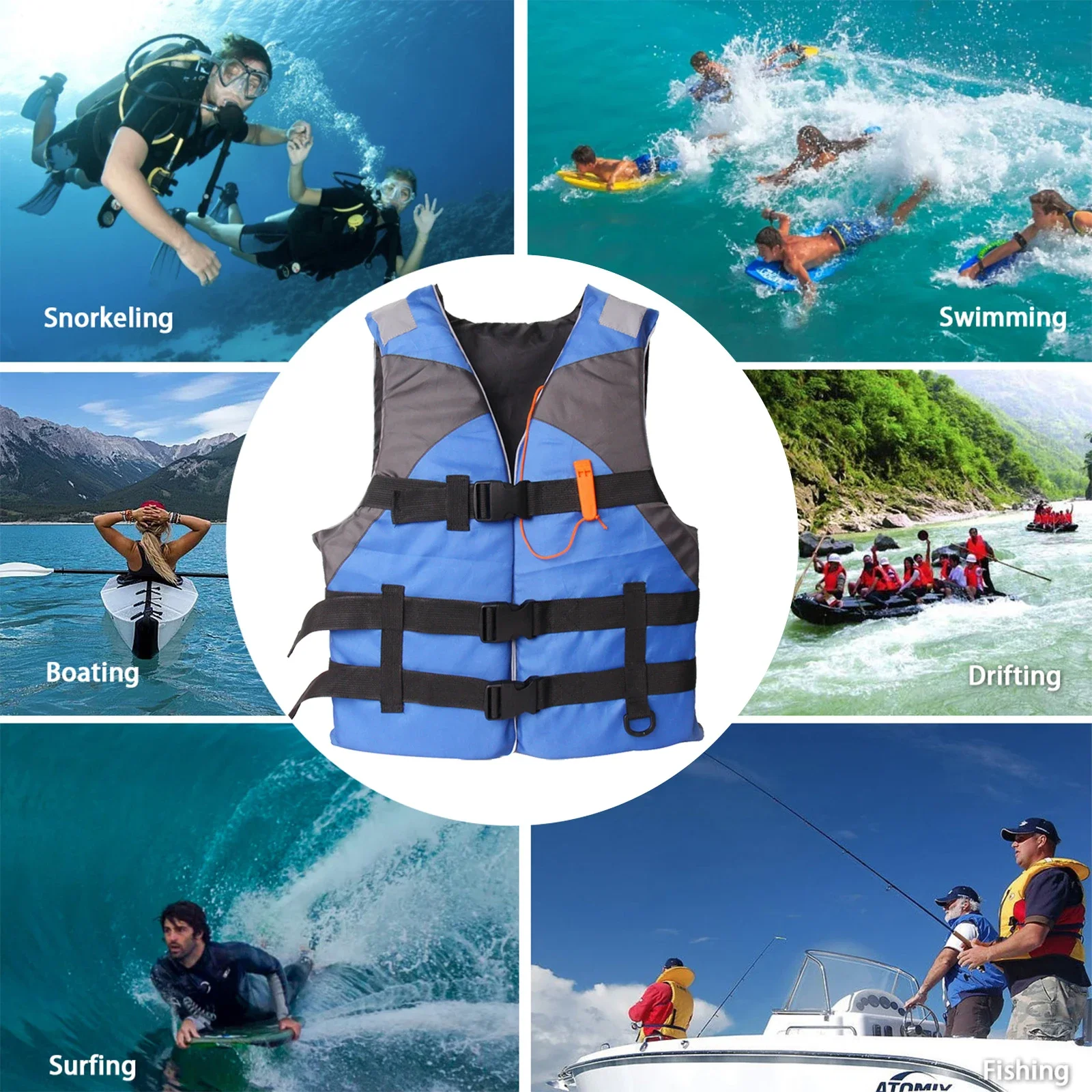 

Life Jacket Adults Safety Life Vest Water Sport Fishing Water Ski Vest Kayaking Boating Swimming Drifting Buoyancy Safety Clothe