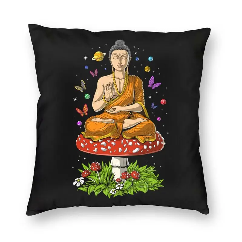 

Funny Magic Mushrooms Buddha Cushion Covers Psilocybin Psychedelic Throw Pillow Case For Sofa Square Pillowcase Home Decorative