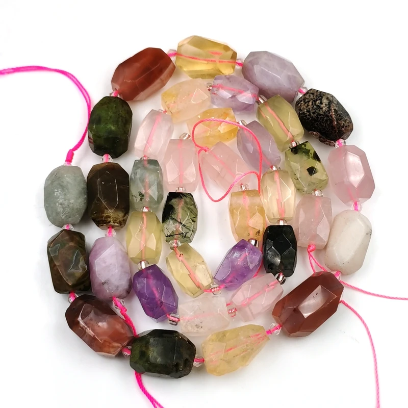 

Irregular Natural Stone Loose Beads Strand Faceted Cut Yellow Fluorite Amethyst for Healing Crystal DIY Making Necklace Bracelet