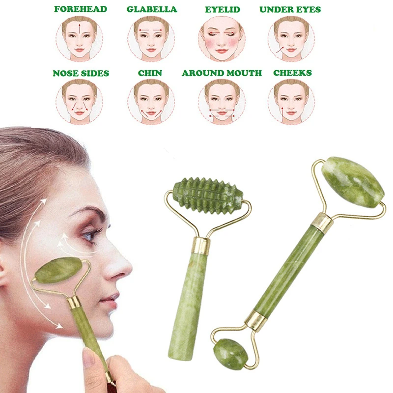 Натуральный массажер для лица скребок гуаша Нефритовый ролик микроидный |