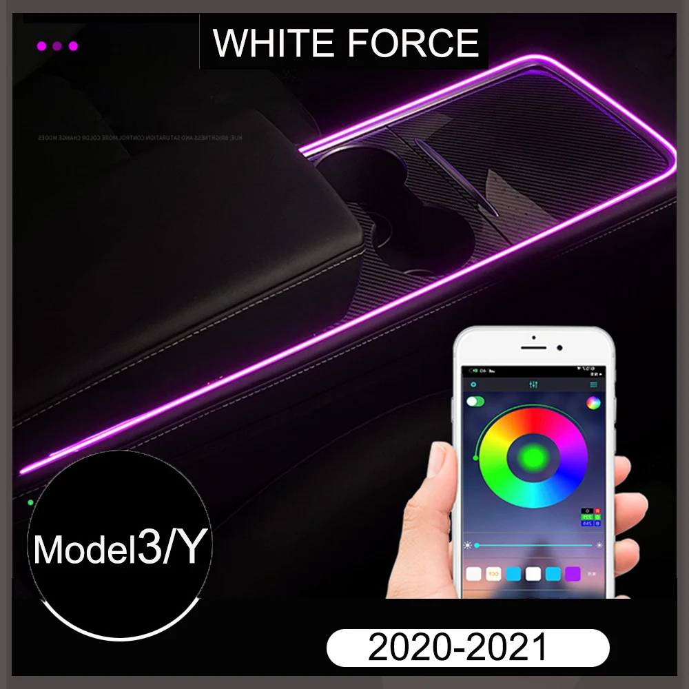

Контроллер Tesla Model 3/Y для телефонов IOS/Android, центральная консоль с цветным светодиодным индикатором для сигарет, USB-разъем