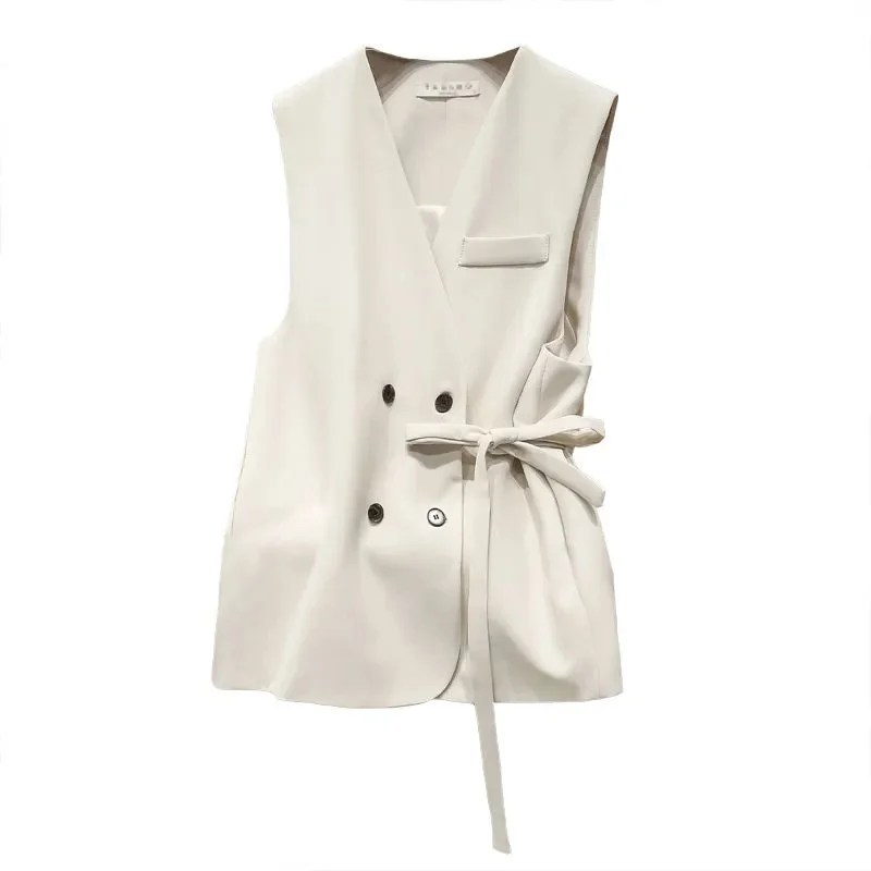 

Spring and Autumn New Suit Vest Women Korean Style Jacket Short Thin Section Outer Wear Versatile Vest Sleeveless Vest Waistcoat