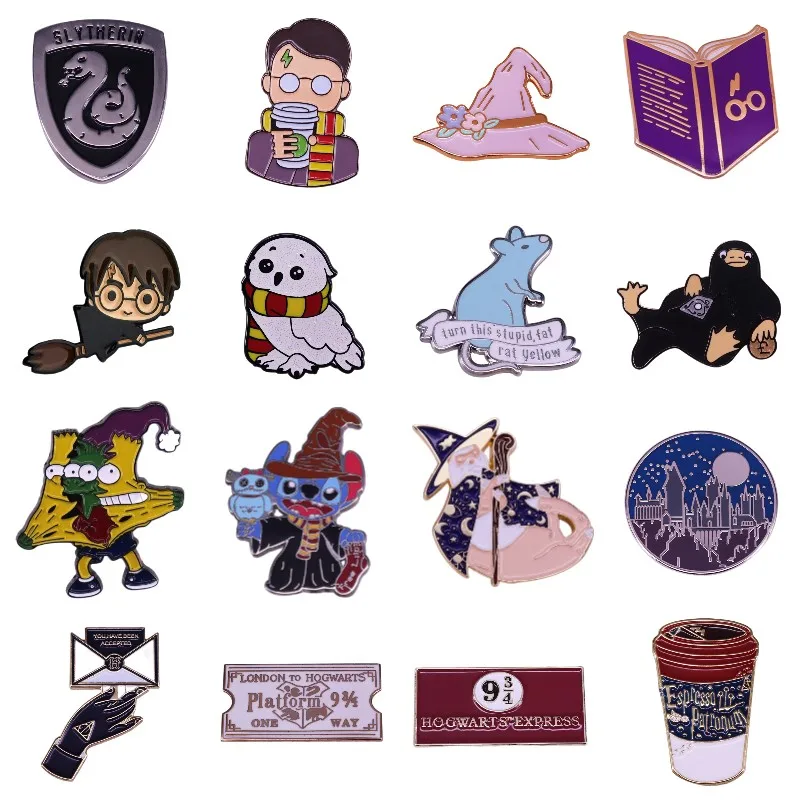 

Excellent Quality Magic Broom Boy Cartoon Brooches Interesting Enamel Badge Denim Jacket Backpack Pin Decoration Children's Gift