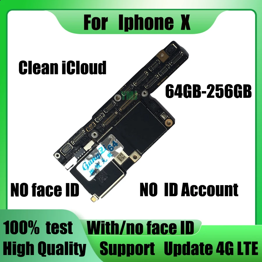 

Материнская плата без icloud для iPhone X, 100% оригинальная разблокировка с/без Face ID, полные чипы, протестированная логическая плата, поддержка обно...