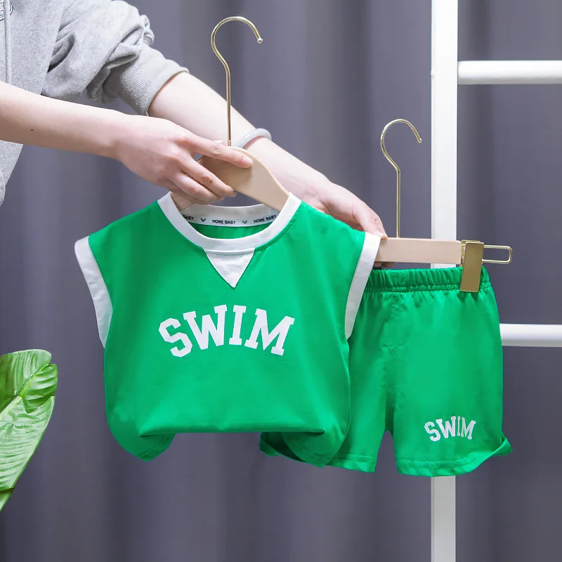 

Футболка и шорты для мальчиков, без рукавов, с надписью