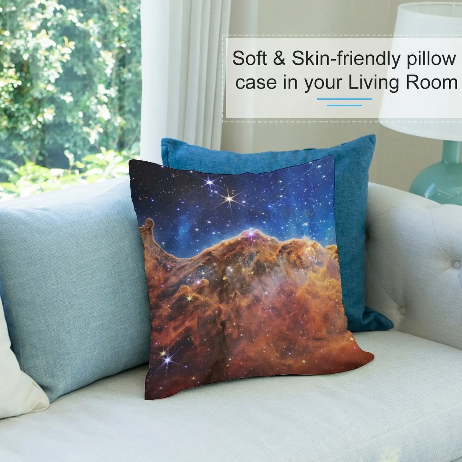 Cosmic Cliffs Carina Nebula NGC 3324 (James Webb/JWST) — космический плакат Декоративная подушка Плед