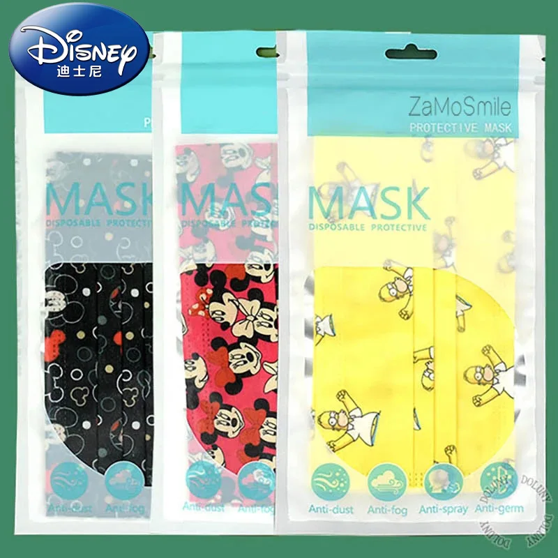 

10/100Pcs Disney Disposable Mouth Masks Cartoon Anime Adult Face Mask Women's Outdoor Teen Travel Fashion Masque Female Mascara