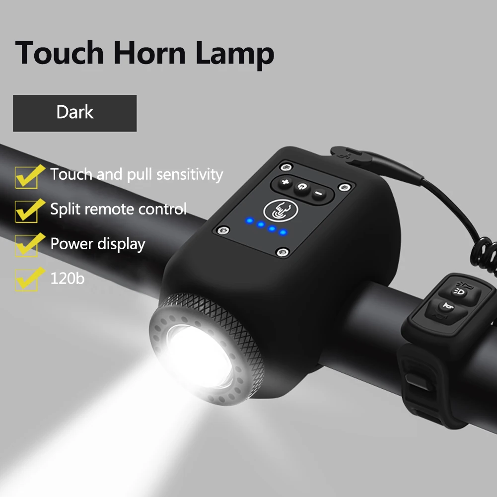 

COB-светодиодный передний фонарь для велосипеда, зарядка через USB, звукосветильник сигнал для велосипеда, водонепроницаемость IPX5, 4 режима, си...