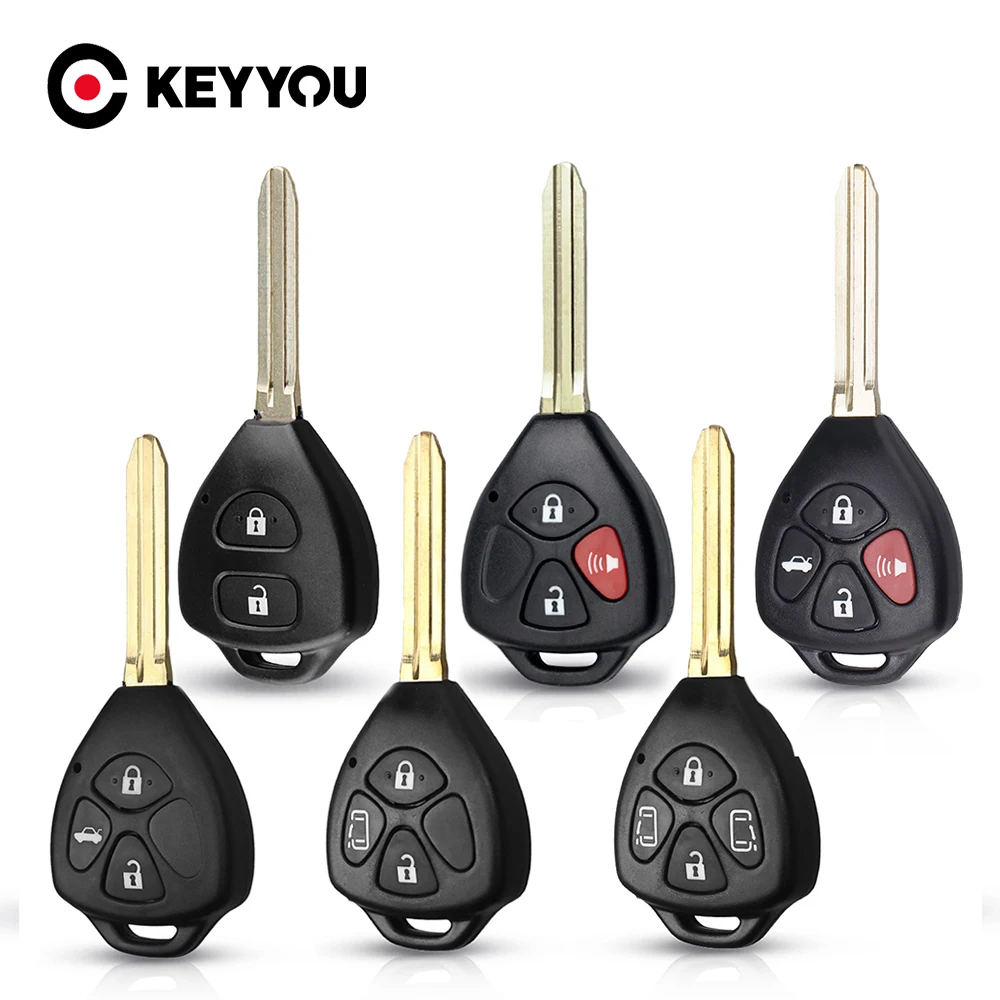 KEYYOU 50pcs/lot  Replacement Fob Uncut Remote Key Shell Case For Toyota RAV4 Yaris Venza Scion tC/xA/xB/xC 2/3/4 Buttons