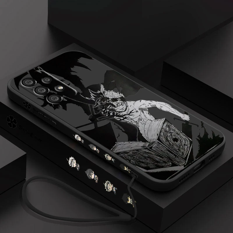 Чехол для телефона с рисунком черного клевера Samsung A55 A53 A33 A52 A32 A71 A51 A21S A35 A25