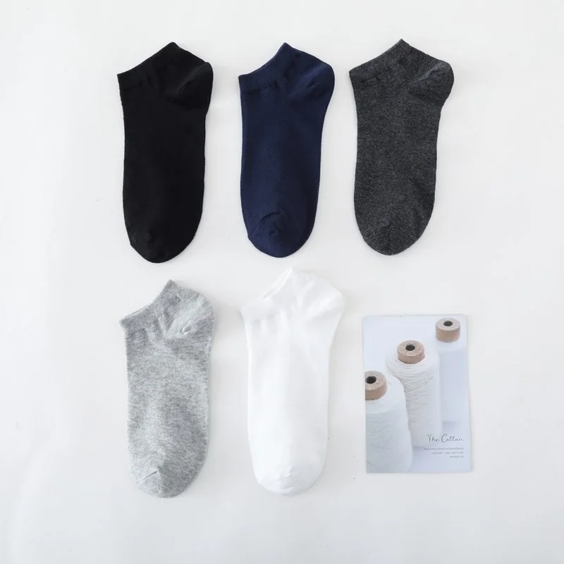 Socks Boat Men's Solid Color Cotton Sock Black and White Casual Mens Men | Мужская одежда