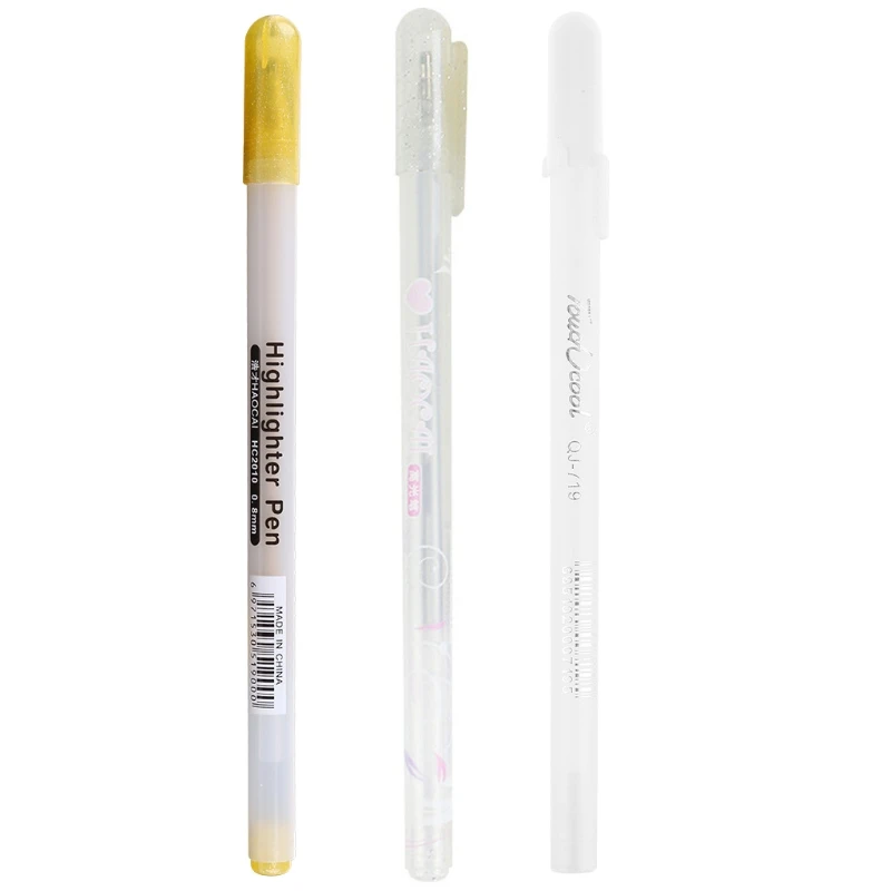 

Glossy Ink Pen Glitter Gel Pen Highlighters Gel Pen 3 Colors for Student DIY Art