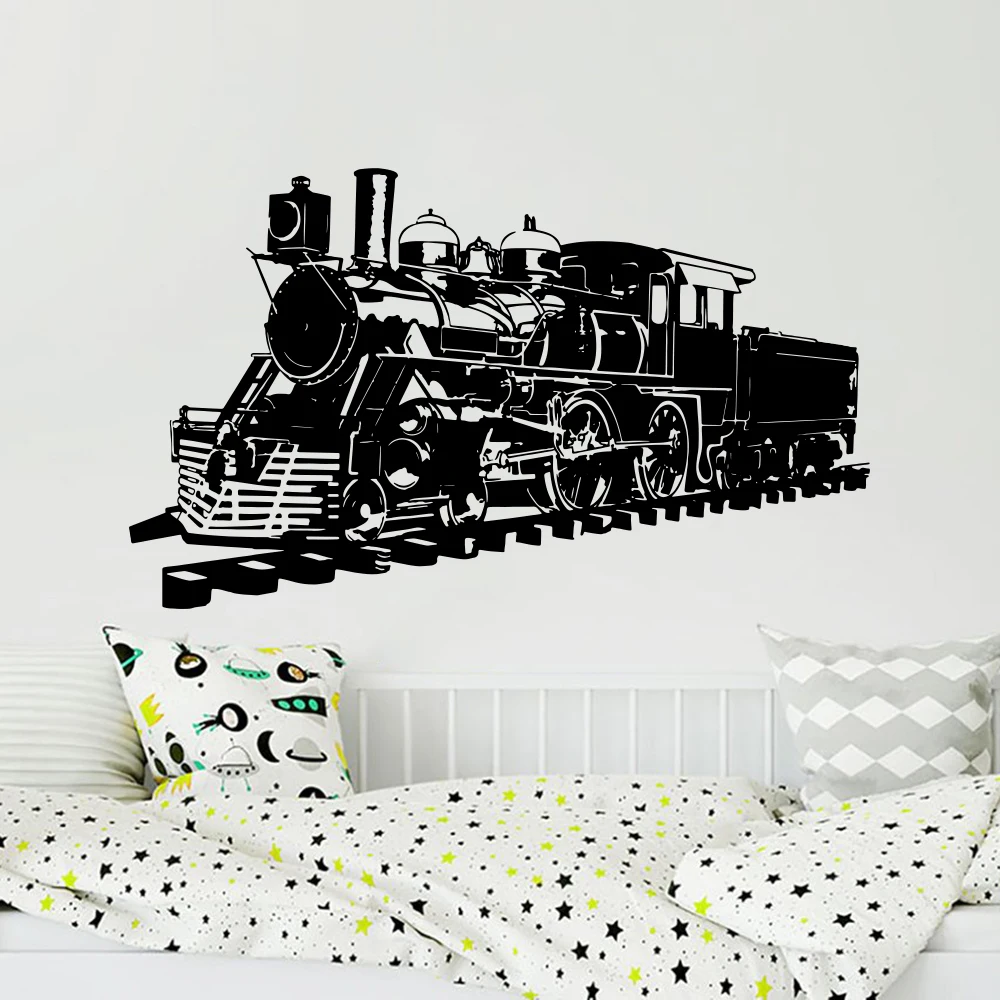 

Retro Locomotive Train Wall Decal Playroom Kids Room Bedroom Car Wall Sticker Living Room Vinyl Home Decor