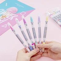 6 color set colored markers highlighter pens office stationery supplies student double head erasable marker pen gifts wholsale