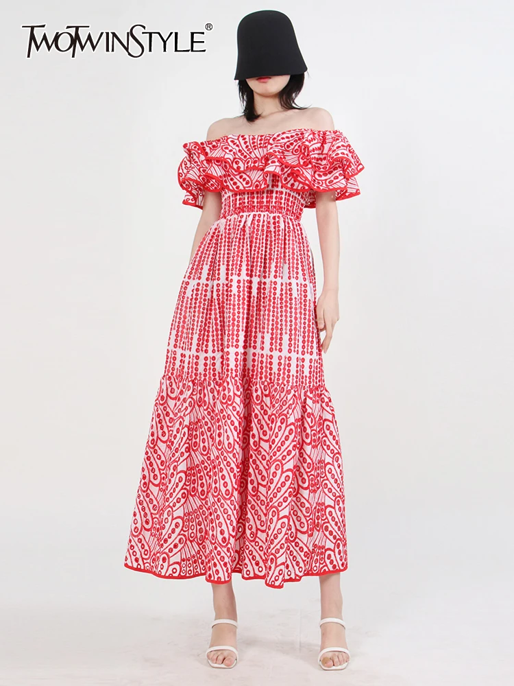 

TWOTWINSTYLE Элегантные платья трапециевидной формы для женщин с вырезом лодочкой и рукавом-бабочкой, с высокой талией, со складками, хит разноцветное платье Femlae Fashion 2023