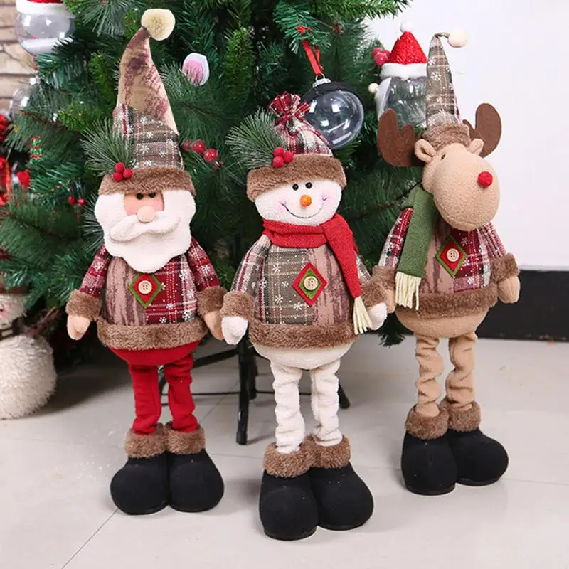 

Christmas Dolls Tree Decor New Year Ornament Reindeer Snowman Santa Claus Standing Doll Christmas Decoration for Children Gift