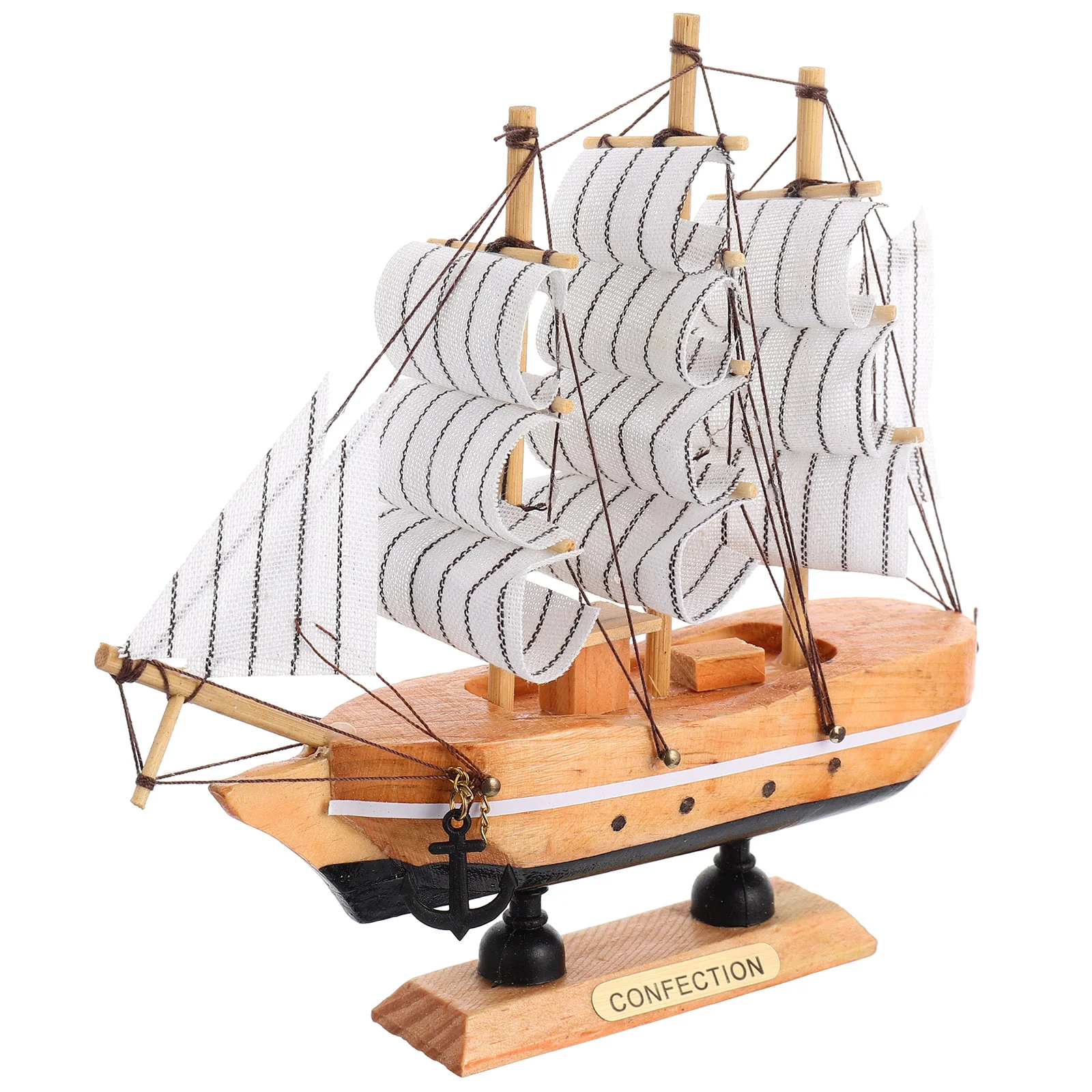 

Sailboat Ornament Wooden Decor Boat Model Desktop Sailing Ship Decoration Shape Unsinkable Pirate Nautical Mini Miniature