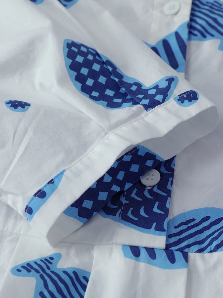 Весна 2023 хлопковое платье с принтом забавная серия из чистого хлопка рукавами