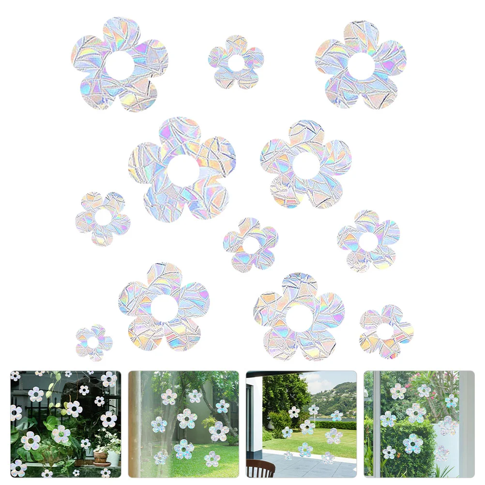 

12pcs Window Stickers Static Cling Flower Sticker Anti-collision Window Decals
