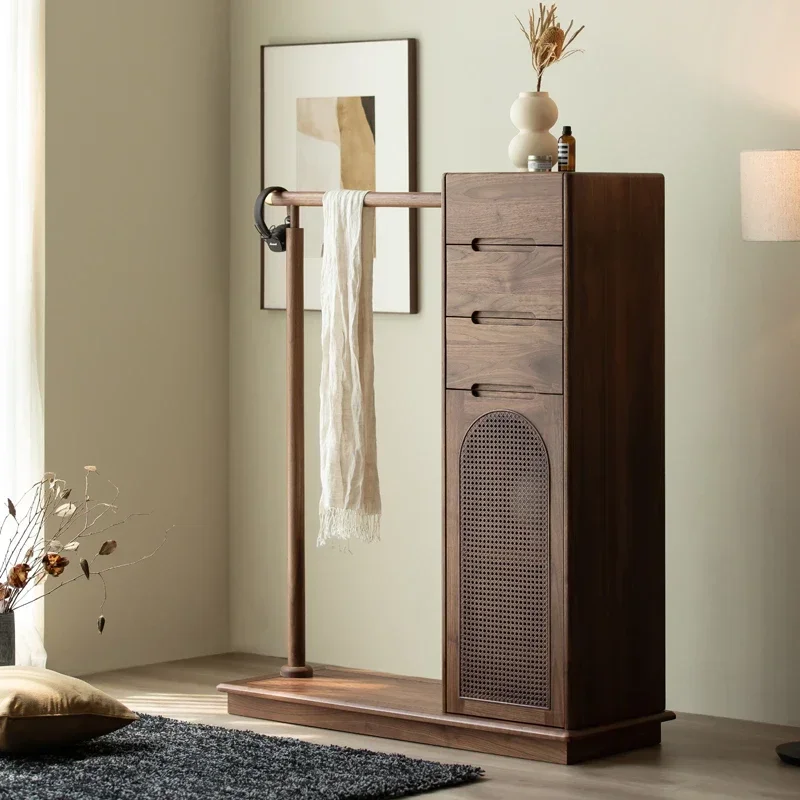 

Simple New Coat Rack Bedroom Multifunctional Hanger North America Black Walnut Floor-Standing Chest of Drawer