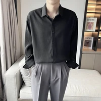 light luxury striped mens shirts autumn long sleeve loose casual shirt korean social dress shirt streetwear camisas masculina