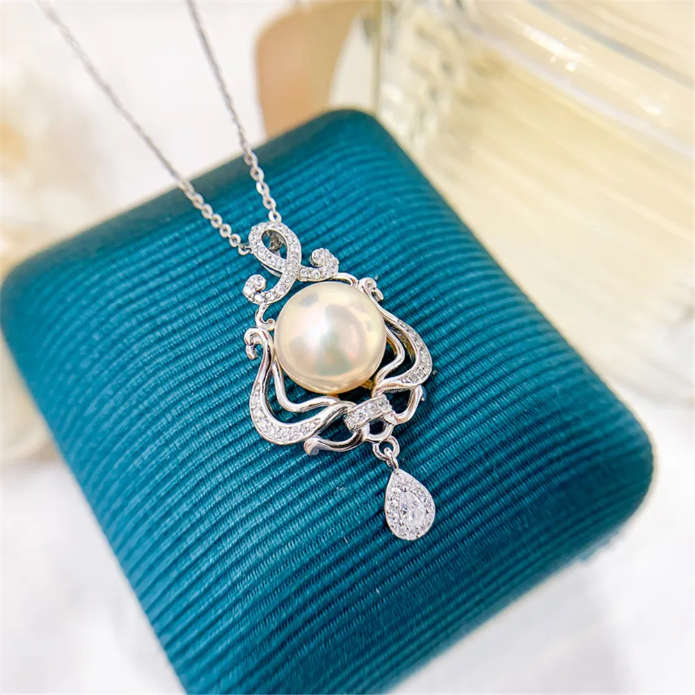 S925 Sterling Silver Pearl Pendant Settings Blank/Base For DIY Pendant Jewelry Making Accessories Suitable for 8-10mm Bead