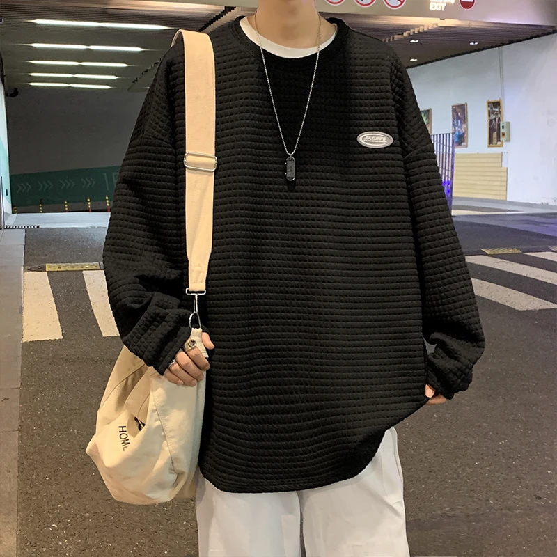 

Hoodies Men Harajuku Sweatshirt Long Sleeve Men's Oversized Hoodie 5XL Casual Hoody for Man Waffle