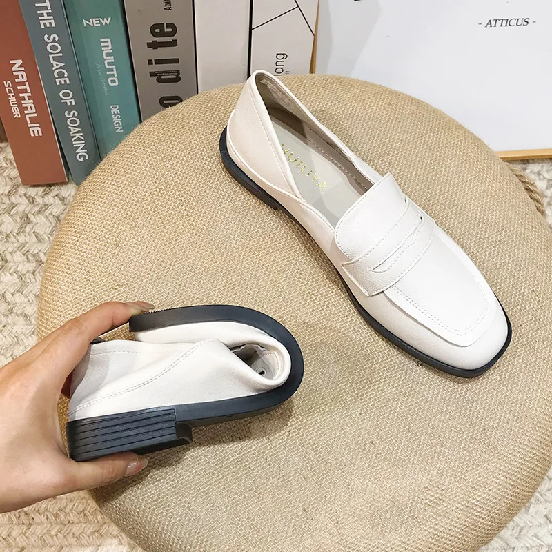 

2023 британская повседневная обувь на низком каблуке, небольшие кожаные лоферы, мягкая подошва, удобная плоская подошва, простая одиночная обувь