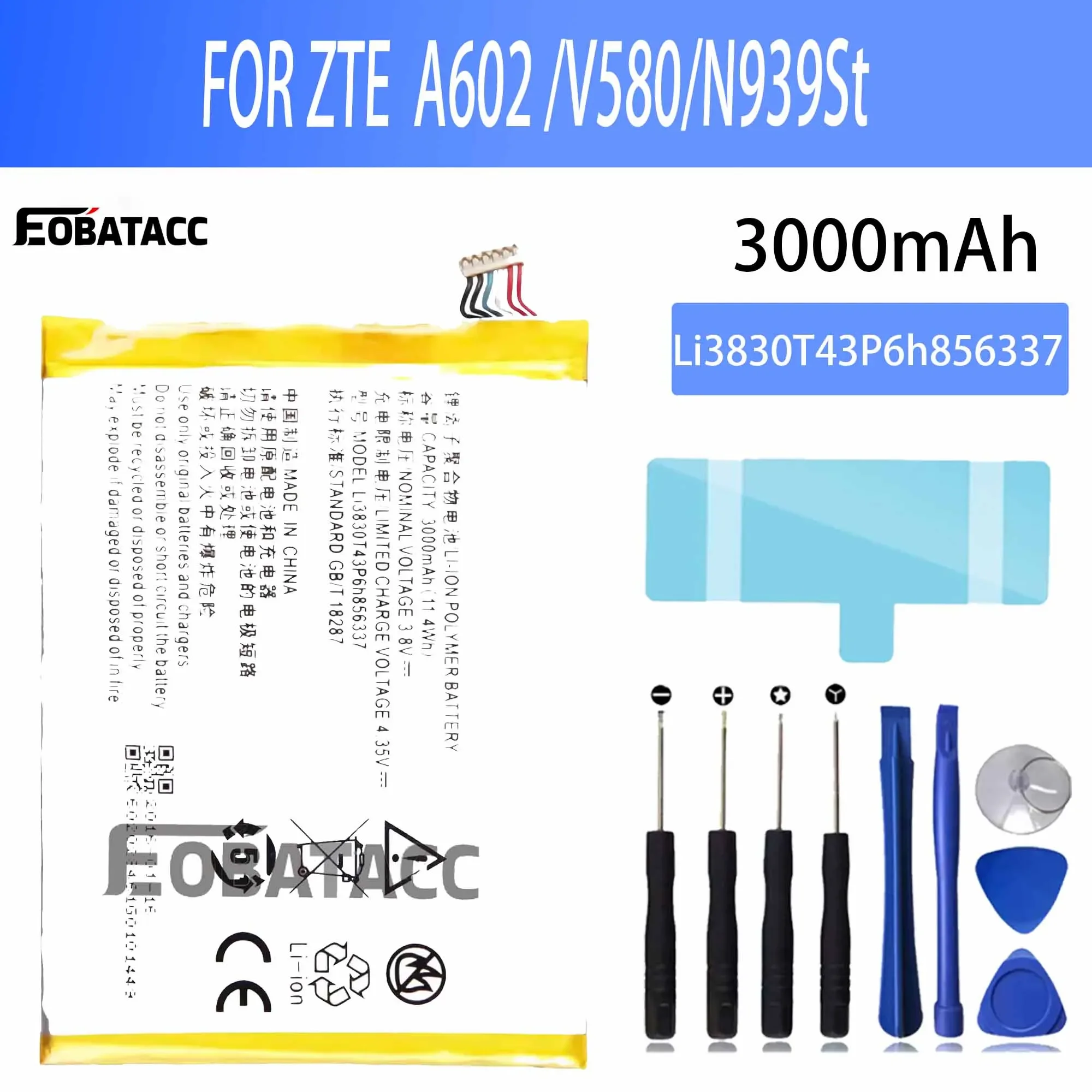 EOTABACC 100% Новый оригинальный аккумулятор Li3830T43P6h856337 для ZTE 602 V580 N939StBattery +