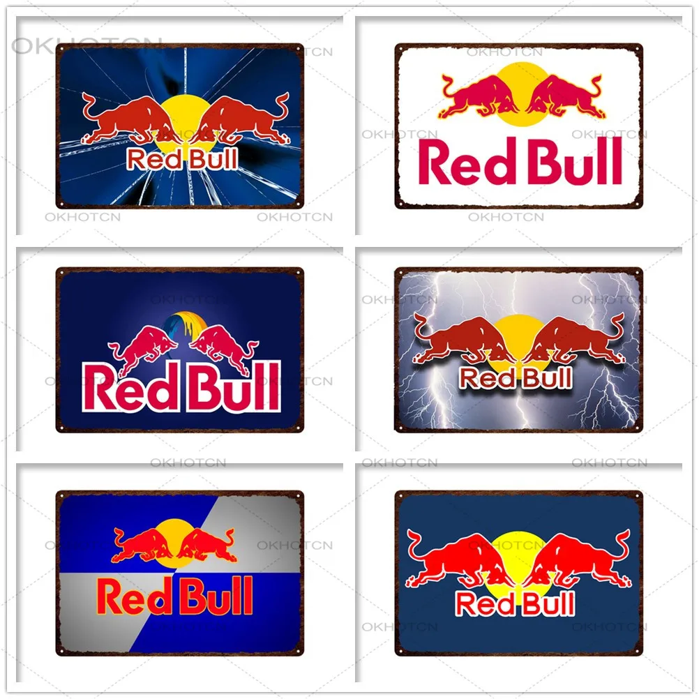Красный бык металлический матовый винтажный знак жестяной оловянные пластины