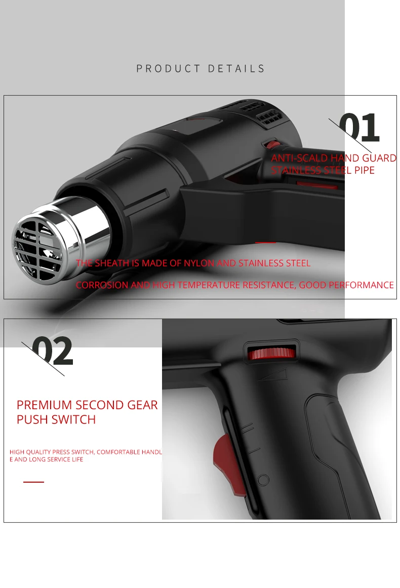 2000W 220V Heat gun Air dryer for Soldering iron Hair Hot Air Gun dryer Thermoregulator Shrink wrapping pneumatic thermofan images - 6