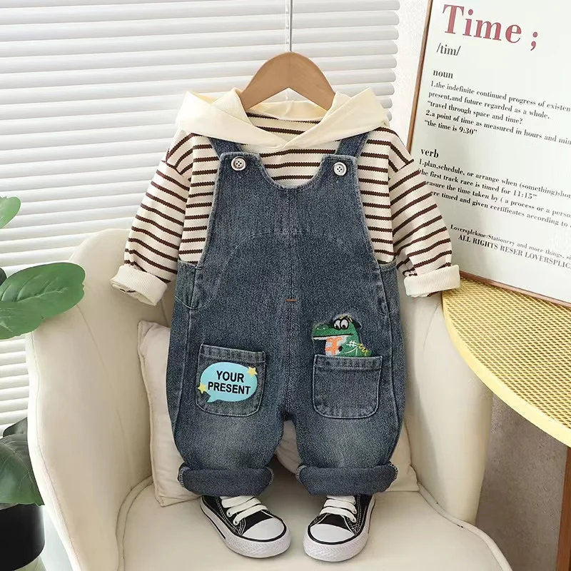 Весенне-осенняя новая детская одежда полосатая рубашка с капюшоном и длинными