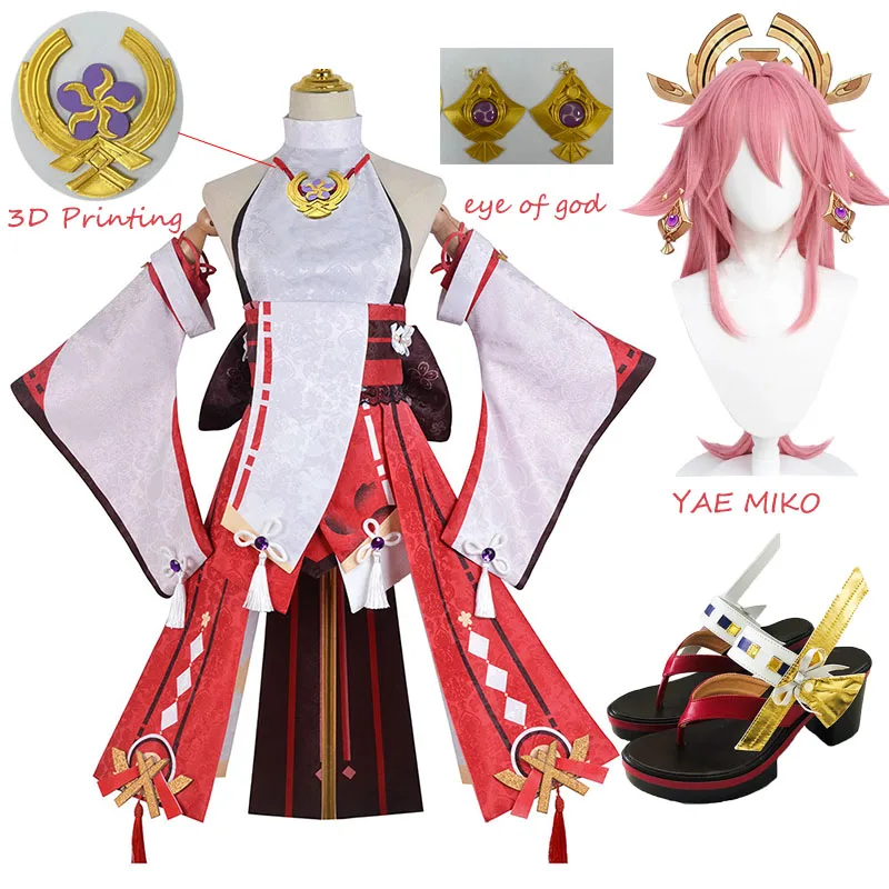 Костюм для косплея Genshin Impact Yae Miko Guuji kawaii Cos парики туфли аксессуары наряды костюмы