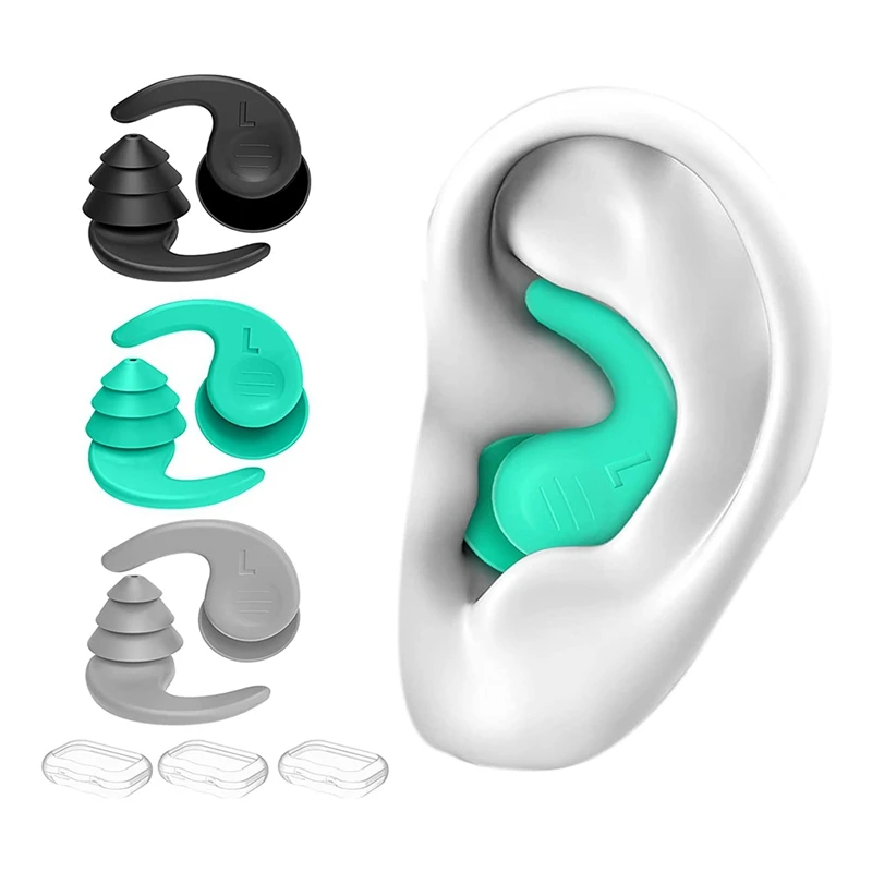 

3 Pairs Great Waterproof Ultra Comfy Earplugs Swimming Ear Plugs Reusable Silicone Ear Plugs For Water Sports