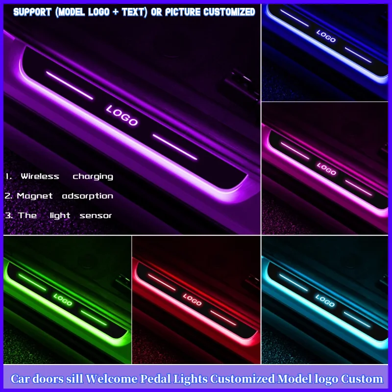

[Customized] Car door illuminated sill light logo Projector lamp USB Power Moving LED Welcome Pedal Car Scuff Plate Pedal light