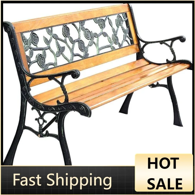 

Садовая скамейка FDW, скамейка для патио, крыльцо, стул Bnech, палуба из лиственных пород, Чугунное любовное сиденье