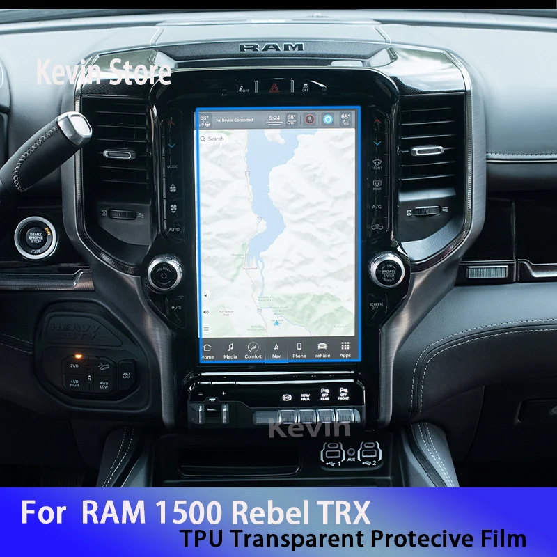 

For RAM 1500 Rebel TRX(2021-2023) Car Interior Center Console Transparent TPU Protective Film Anti-scratc Accessories