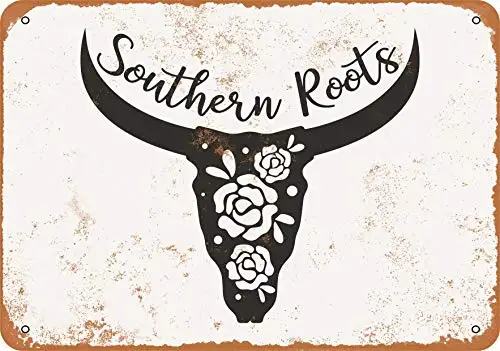 Настенный цветной металлический знак-южные корни Longhorn-винтажный вид