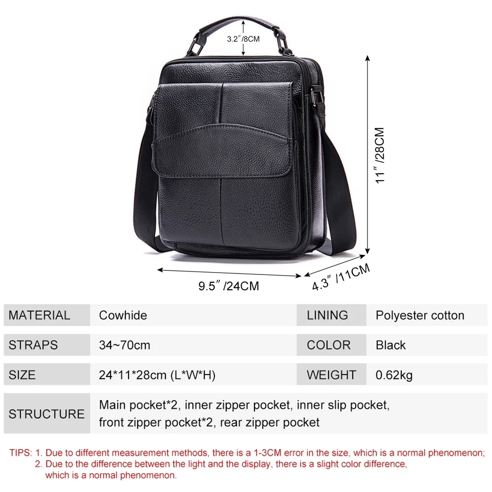 WESTAL Men's Shoulder Bag Crossbody Bags for Men Genuine Leather Messenger Bag Men's Designer Bags Male Handbag
