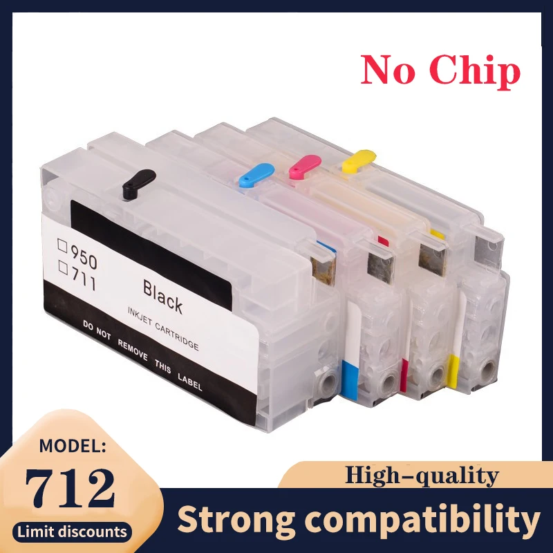 

For HP 712Refill Ink Cartridge Without Chip 712XL DesignJet T120 T520 T650 T630 T230 T210 Printer No Chip hp 712 Cartridge