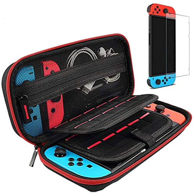 

For Switch Case and Tempered Glass Screen Protector Compatible with Nintendo Switch - Deluxe Hard Shell Travel Carrying Case