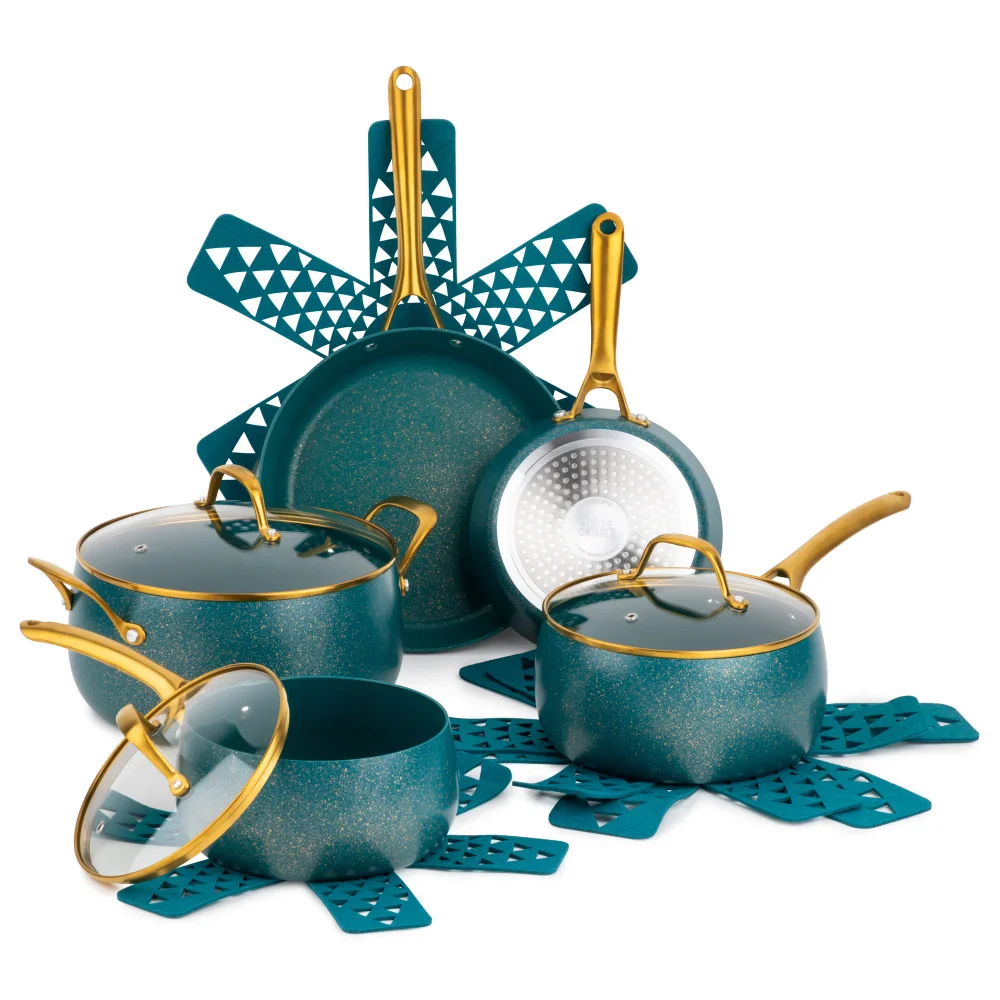 

Thyme & Table Nonstick Willow Cookware, 12-Piece Set, Peacock Blue