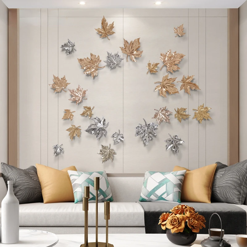 Купи No -punching Magnetic Maple Leaf Hanging Painting Industrial Style Pendant Hallway Background Wall Ornament Home Decoration за 4,284 рублей в магазине AliExpress