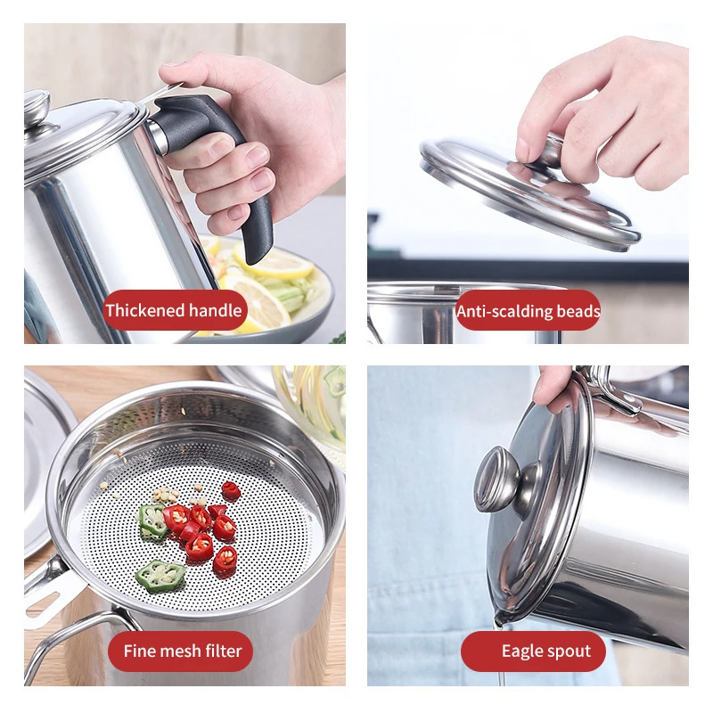 

1.8l Oil Pouring Bottle Dust Pot Cover Seasoning Storage Dispenser For Kitchen Accessory Anti Slip Tray Stainless Steel