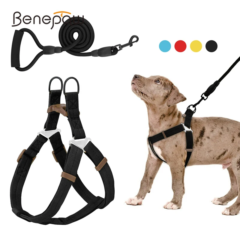 Benepaw No Pull Dog Harness Leash Set Adjustable Comfortable Neck Balance Pet Halter Harnesses For Small Medium Large Dogs |