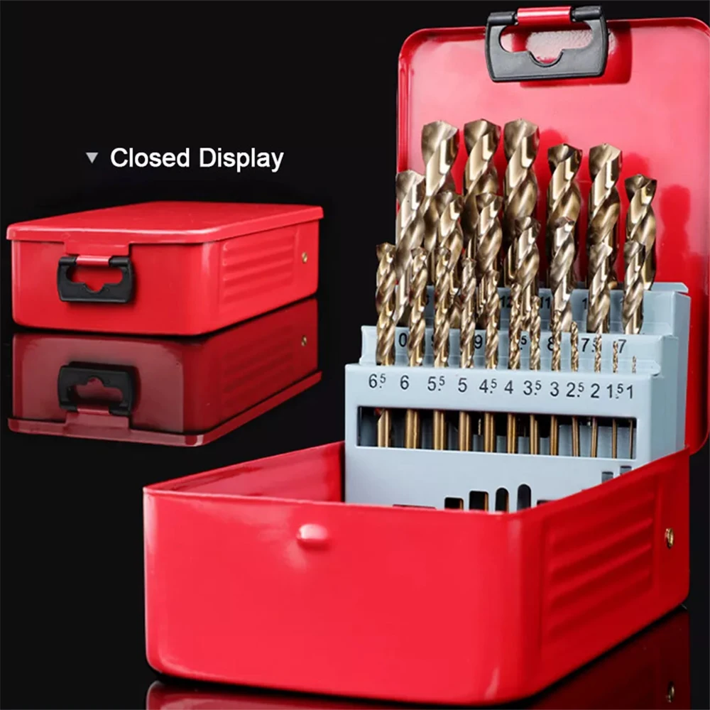 25 шт. набор кобальтовых спиральных сверл HSS M35 прямой хвостовик с металлическим