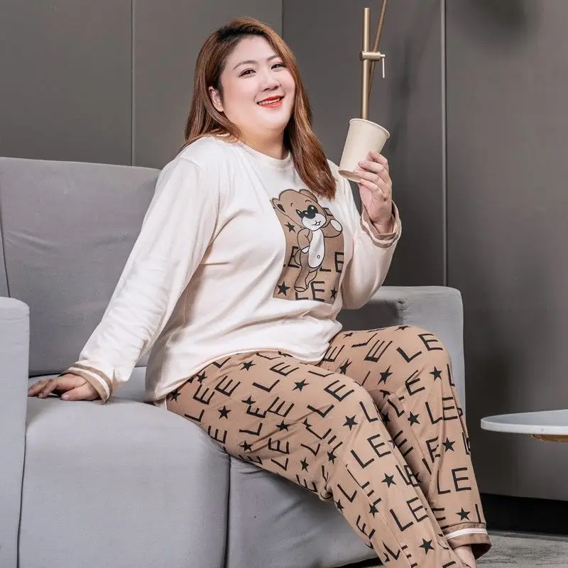 2023 fat sister plus-size pajamas women fatten up autumn and winter long sleeves plus-size plus-size red wedding wear