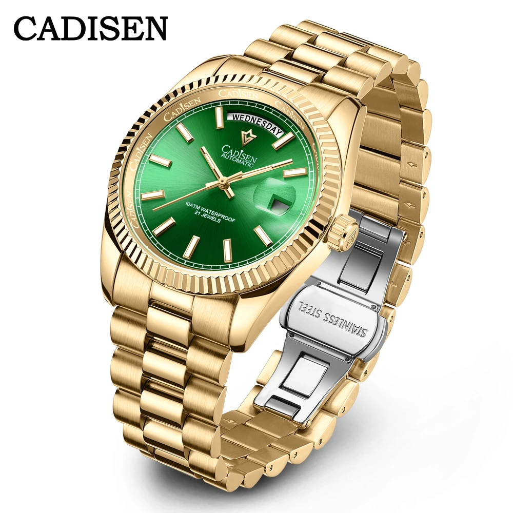 

CADISEN New Mens Mechanical Automatic Watch Top Brand Luxury C3 Luminous AR Sapphire MIYOTA 8285 100M Waterproof Gift Watch Men