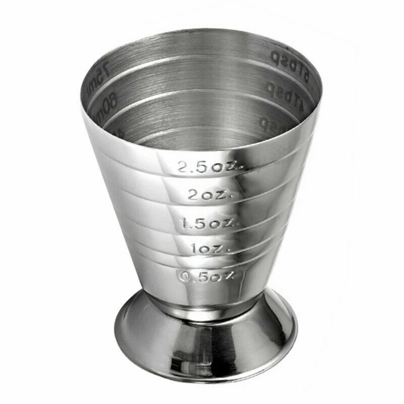 

75ml Stainless Steel Cocktail Measure Ounce Cup Glass Mixed Drink Cocktail Shaker Jigger Measuring Home Bar Party Accessories