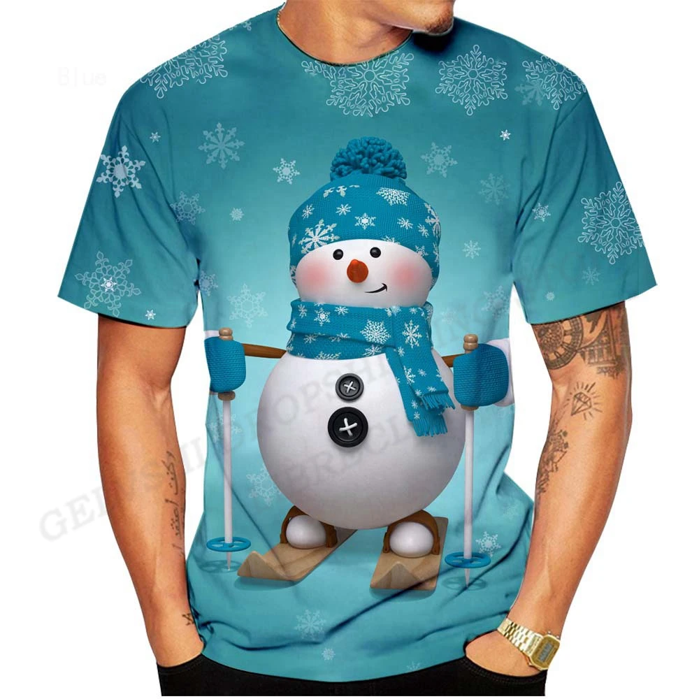 

Natal carnaval papai noel feliz ano novo presente camisetas masculinas e femininas hip hop 3d impressão em torno do pescoço t ma